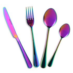 4Pcs Flatware Set Stainless Steel Silverware Cutlery Kitchen Utensil Set with Fork Knife Tea Spoon