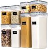 Kitchen Food Storage Containers Set;  Kitchen Pantry Organization and Storage with Easy Lock Lids;  8 Pieces