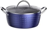 3.7 Quart Cooking Soup Pot with Lid, Small Nonstick Soup Pot with Lid, Round Small Soup Pot 3.3 L, Blue Nonstick Induction Stock Pot