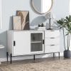 Modern Featured Storage Cabinet Sideboard with Glass Sliding Door and 3 Drawers