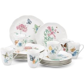 Butterfly Meadow 18-Piece Dinnerware Set, White