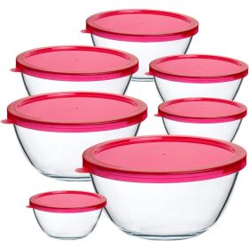 14 Pieces Glass Mixing Bowls with Lids Set,Glass Salad bowls Nesting Glass Storage Bowl for Kitchen, Baking,Microware,Freeze