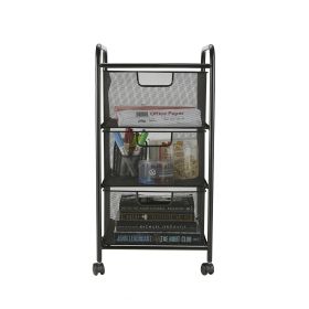 3 Drawer Mesh Trolley; Black