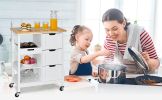 Rolling Portable Small Kitchen Island Cart on Wheels with Solid Wood Top