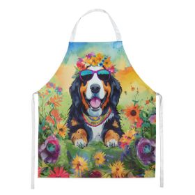 Bernese Mountain Dog Hippie Dawg Apron Cooking Kitchen Server Baking Crafts Gardening for Adult Women Men, Unisex, Large, Multicolor