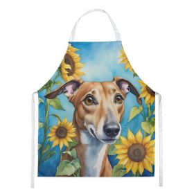 Greyhound in Sunflowers Apron Cooking Kitchen Server Baking Crafts Gardening for Adult Women Men, Unisex, Large, Multicolor