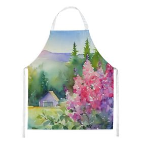 Idaho Syringa in Watercolor Apron Cooking Kitchen Server Baking Crafts Gardening for Adult Women Men, Unisex, Large, Multicolor