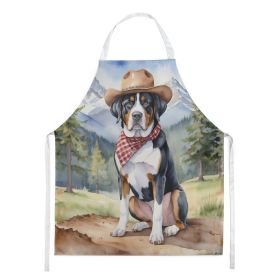 Greater Swiss Mountain Dog Cowboy Welcome Apron Cooking Kitchen Server Baking Crafts Gardening for Adult Women Men, Unisex, Large, Multicolor