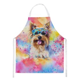 Yorkshire Terrier Hippie Dawg Apron Cooking Kitchen Server Baking Crafts Gardening for Adult Women Men, Unisex, Large, Multicolor