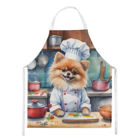 Pomeranian The Chef Apron Cooking Kitchen Server Baking Crafts Gardening for Adult Women Men, Unisex, Large, Multicolor