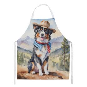 Australian Shepherd Cowboy Welcome Apron Cooking Kitchen Server Baking Crafts Gardening for Adult Women Men, Unisex, Large, Multicolor