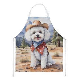 Bichon Frise Cowboy Welcome Apron Cooking Kitchen Server Baking Crafts Gardening for Adult Women Men, Unisex, Large, Multicolor