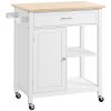 Kitchen Island Cart, Rolling Kitchen Island with Storage, Solid Wood Top, Drawer, for Dining Room, White