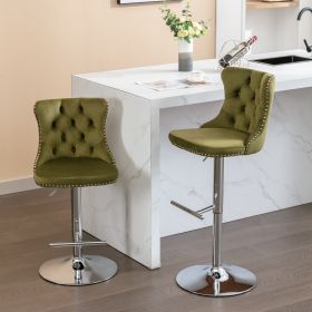 Swivel Velvet Barstools Adjusatble Seat Height from 25-33 Inch