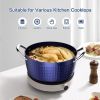 3.7 Quart Cooking Soup Pot with Lid, Small Nonstick Soup Pot with Lid, Round Small Soup Pot 3.3 L, Blue Nonstick Induction Stock Pot