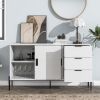 Modern Featured Storage Cabinet Sideboard with Glass Sliding Door and 3 Drawers