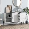 Modern Featured Storage Cabinet Sideboard with Glass Sliding Door and 3 Drawers