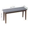 2PCS Upholstered Benches Retro Upholstered Bench Solid Rubber Wood for Kitchen Dining Room Grey and Walnut Color