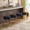 24" Tall, Round Bar Stools, Set of 2 - Contemporary upholstered dining stools for kitchens