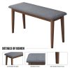 2PCS Upholstered Benches Retro Upholstered Bench Solid Rubber Wood for Kitchen Dining Room Grey and Walnut Color