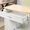 Kitchen Island Cart, Rolling Kitchen Island with Storage, Solid Wood Top, Drawer, for Dining Room, White