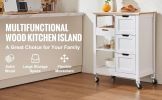 Rolling Portable Small Kitchen Island Cart on Wheels with Solid Wood Top