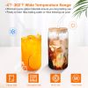 6Pcs Mason Jar Cups with Lid 16OZ Reusable Glass Beer Can with Bamboo Lids Glass Straws Cleaning Brush for Iced Coffee Smoothie Tea