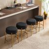 24" Tall, Round Bar Stools, Set of 2 - Contemporary upholstered dining stools for kitchens