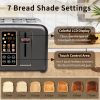 Toaster 4 Slice, Stainless Toaster LCD Display & Touch Button, 6 Bread Selection, 7 Shade Settings, 1800W, Dark Metallic