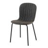 Dark Grey Faux Leather Dining Chairs Set of 4,Mid-Century Modern Upholstered PU Leather Chairs,for Kitchen Dining Room