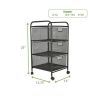 3 Drawer Mesh Trolley; Black