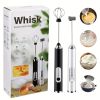 One Set Of Milk Frother Handheld USB-Rechargeable With 2pcs Stainless Whisk Heads; 3-Speed Adjustable Handheld Milk Frother For Cappuccinos; Hot Choco