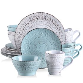 Vancasso VINE 16/32/48 Stoneware Dinnerware Set with Dinner Plate,Dessert Plate,Bowl,Mug Tableware Set Service for 12 Person (Color: 16-Piecce)