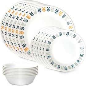 Vitrelle 18 Piece Glass Dinnerware Sets, Service for 6, Triple Layer Chip & Crack Resistant Glass Plate and Bowl Sets (Color: Anders)