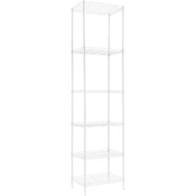 6 Wire Shelving Steel Storage Rack Adjustable Unit Shelves for Laundry Bathroom Kitchen Pantry Closet (Color: White)