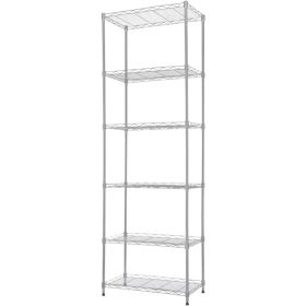 6 Wire Shelving Steel Storage Rack Adjustable Unit Shelves for Laundry Bathroom Kitchen Pantry Closet (Color: Silver)