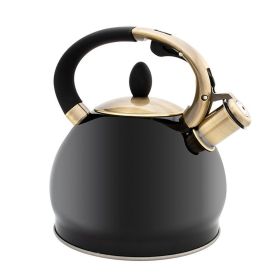 3.5L Stainless Steel Kettle High Capacity Gas Whistle Kettle Induction Cooker Teapot Thicken Kettle Whistling Kettle (Color: Black)