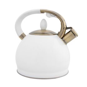 3.5L Stainless Steel Kettle High Capacity Gas Whistle Kettle Induction Cooker Teapot Thicken Kettle Whistling Kettle (Color: White)