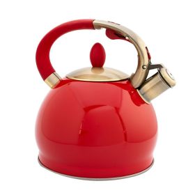 3.5L Stainless Steel Kettle High Capacity Gas Whistle Kettle Induction Cooker Teapot Thicken Kettle Whistling Kettle (Color: Red)