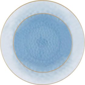 64 Piece Combo Plates Set includes 32 7'' inch Plates&32 10'' inch Plate White Plastic Floral Design Party Plates With Gold Rim (Color: Hammered Blue, Plate Size: 64 Piece)