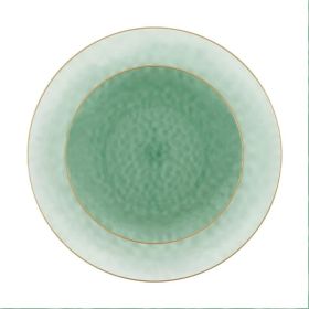 64 Piece Combo Plates Set includes 32 7'' inch Plates&32 10'' inch Plate White Plastic Floral Design Party Plates With Gold Rim (Color: Hammered Green, Plate Size: 64 Piece)