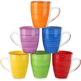 Bonita 16 Oz Coffee Mugs Set of 6, Ceramic Coffee Cups for Cappuccino, Latte, Tea, Cocoa, Blue (Color: 16ozMulticolor)