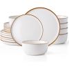 Ceramic Dinnerware Sets for 6, 18 Pieces Stoneware Plates and Bowls Sets, Chip and Scratch Resistant Dishes, Dishwasher