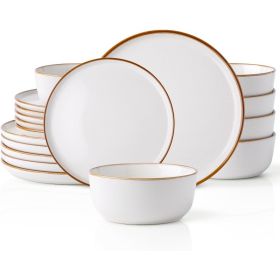 Ceramic Dinnerware Sets for 6, 18 Pieces Stoneware Plates and Bowls Sets, Chip and Scratch Resistant Dishes, Dishwasher (Color: Pearl White for 6)