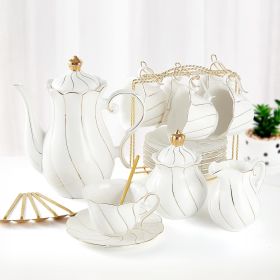 22 Pieces 6 Piece White Porcelain Tea Set With Gold Trim Luxury English Tea Party Set (with Stand) Coffeeware Teaware Tools Bar (Color: 22pcs White)