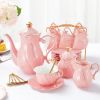 22 pcs White Porcelain Tea Set for 6, Luxury British Style Tea/Coffee Cup Set with Golden Trim, Beautiful Tea Set for Women,