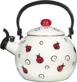 Whistling Tea Kettle,Strawberry Fruit Decor Teapot Water Kettle Cute Kitchen Accessories Teteras (2.3 Quart, Strawberry) (Color: 1.6 QuartLadybug)