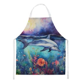 Dolphin Apron Cooking Kitchen Server Baking Crafts Gardening for Adult Women Men, Unisex, Large, Multicolor (Default: Default)