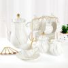 22 Pieces 6 Piece White Porcelain Tea Set With Gold Trim Luxury English Tea Party Set (with Stand) Coffeeware Teaware Tools Bar