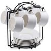 Espresso Cups Set with Saucers and Metal Stand Coffee Cup Set of 6 4 oz Cappuccino Cups Teacup for Tea Party